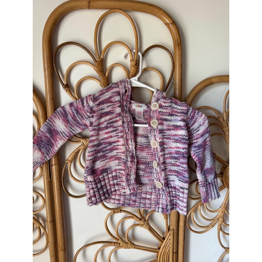 CIRCO Cardigan Sweater Baby Toddler 2T Pink Purple Striped Knit Button Front
